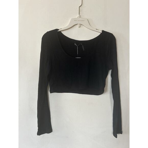 naked wardrobe Tops - NWT Naked Wardrobe Long Sleeve Crop Top Black Women’s Size XL Bodycon Sexy